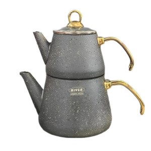 کتری قوری ترک سبز دسته طلایی 5880 ریور