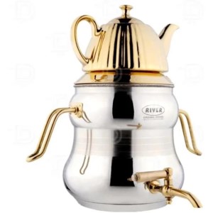 کتری قوری شیردار استیل کمر باریک طلایی نقره ای ریور مدل 2150