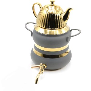 کتری قوری شیردار استیل کمر باریک طلایی ریور مدل 2147