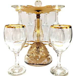 جام گلدار پایه کج لب طلا ساچی مدل 1007