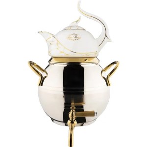 کتری قوری استیل طلایی کروپ ست مدل کیانا 606